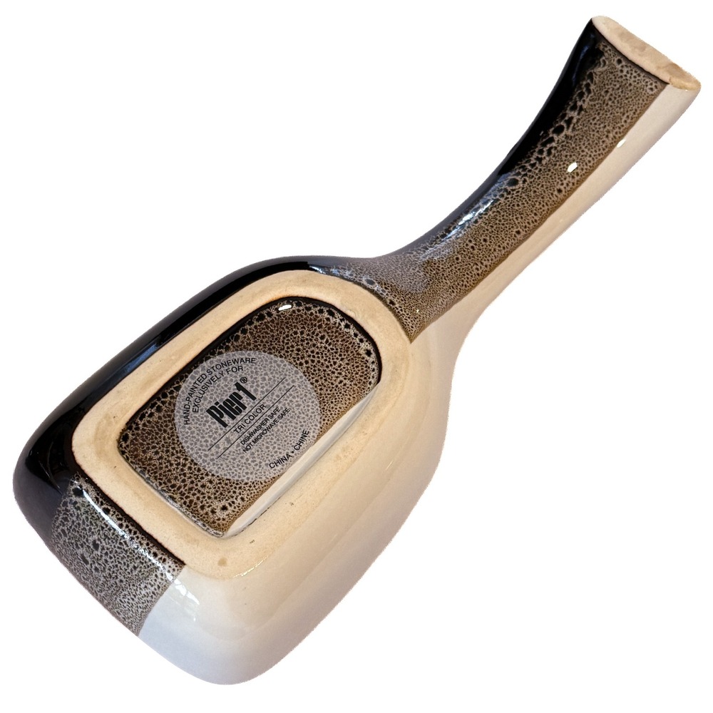 Vintage Pier 1 Imports Ceramic Spoon Rest - Tri-Color Earth Tone Glaze Stoneware - Picture 3 of 7